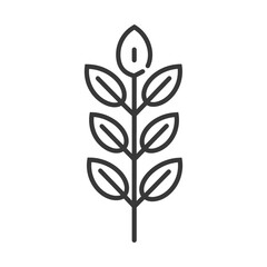 Simple Line Drawing of a Plant with Six Leaves