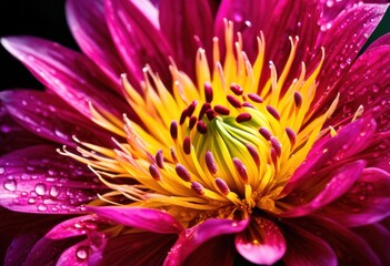 Obraz premium intricate close flower interiors showcasing vibrant patterns textures detailed petals stamen, bloom, nature, macro, botanical, colors, beauty, flora, organic