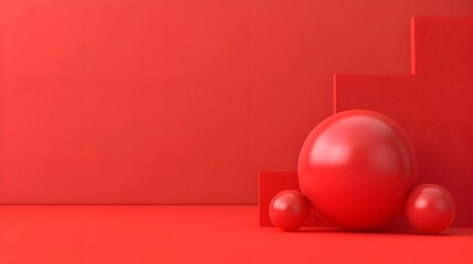 Sphere, red color, red light. Graphic 3D resources on red and pink background