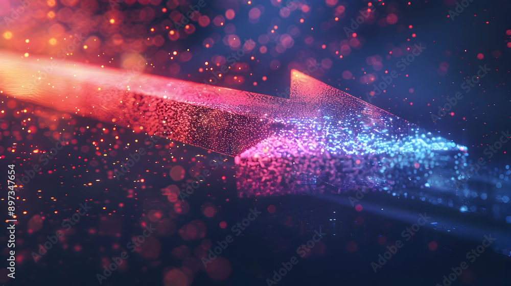 Aufkleber a striking image of an ethereal glowing arrow composed of shimmering light particles soaring forward