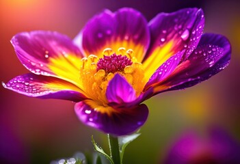 Fototapeta premium close bloom featuring stunning color gradient vivid hues transitioning from one shade another, flower, petal, nature, beauty, blossom, botanical, vibrant