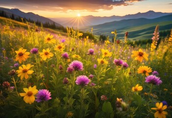 Obraz premium vivid flowers brightening natural landscapes their colors textures beautiful outdoor scene, blooms, petals, gardens, meadows, flora, greenery, sunlight