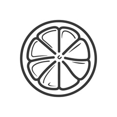 Obraz premium Line drawing of a sliced orange with six segments