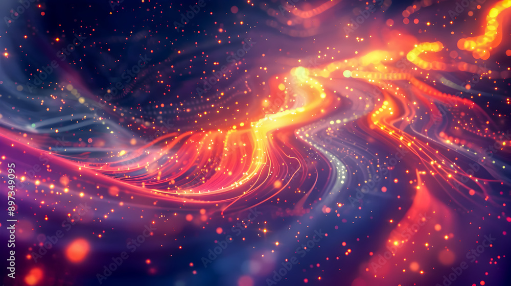 Aufkleber a digital painting depicting a luminous arrow composed of dynamic light particles soaring through an