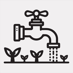 faucet line Art illustration silhouette vector on a white background