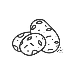 Hand drawn illustration of three whole potatoes