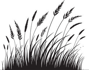 Black Color Grass Silhouette Vector Illustration