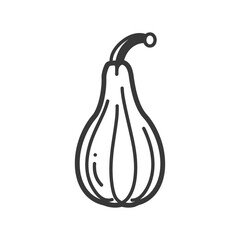 Black and White Outline Drawing of a Gourd