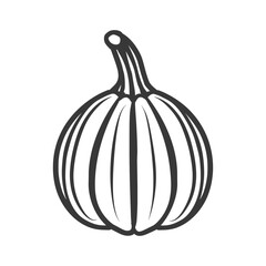 Line Art Drawing of a Whole Pumpkin