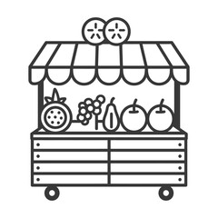 Obraz premium A Black and White Line Drawing of a Fruit Stand