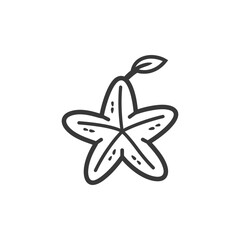 Line Art Illustration of a Starfish with a Leaf