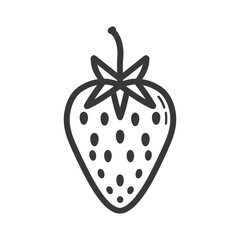 Black and White Line Art Illustration of a Strawberry