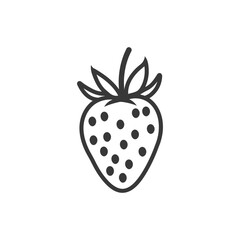 Line drawing of a strawberry with leaves
