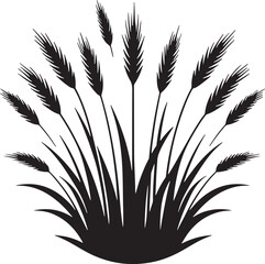 Black Color Grass Silhouette Vector Illustration