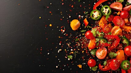 Salsa Explosion bursts with vibrant flavors and zesty ingredients, creating a lively and unforgettable taste experience, banner, with copy space