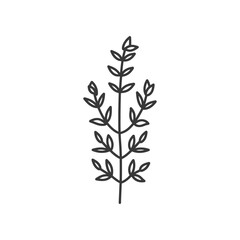 Fototapeta premium Simple Line Drawing of a Branch with Leaves