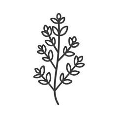 Obraz premium Line Drawing of a Branch with Multiple Leaves