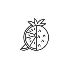 Line Art Illustration of a Half Kiwi and Half Pineapple