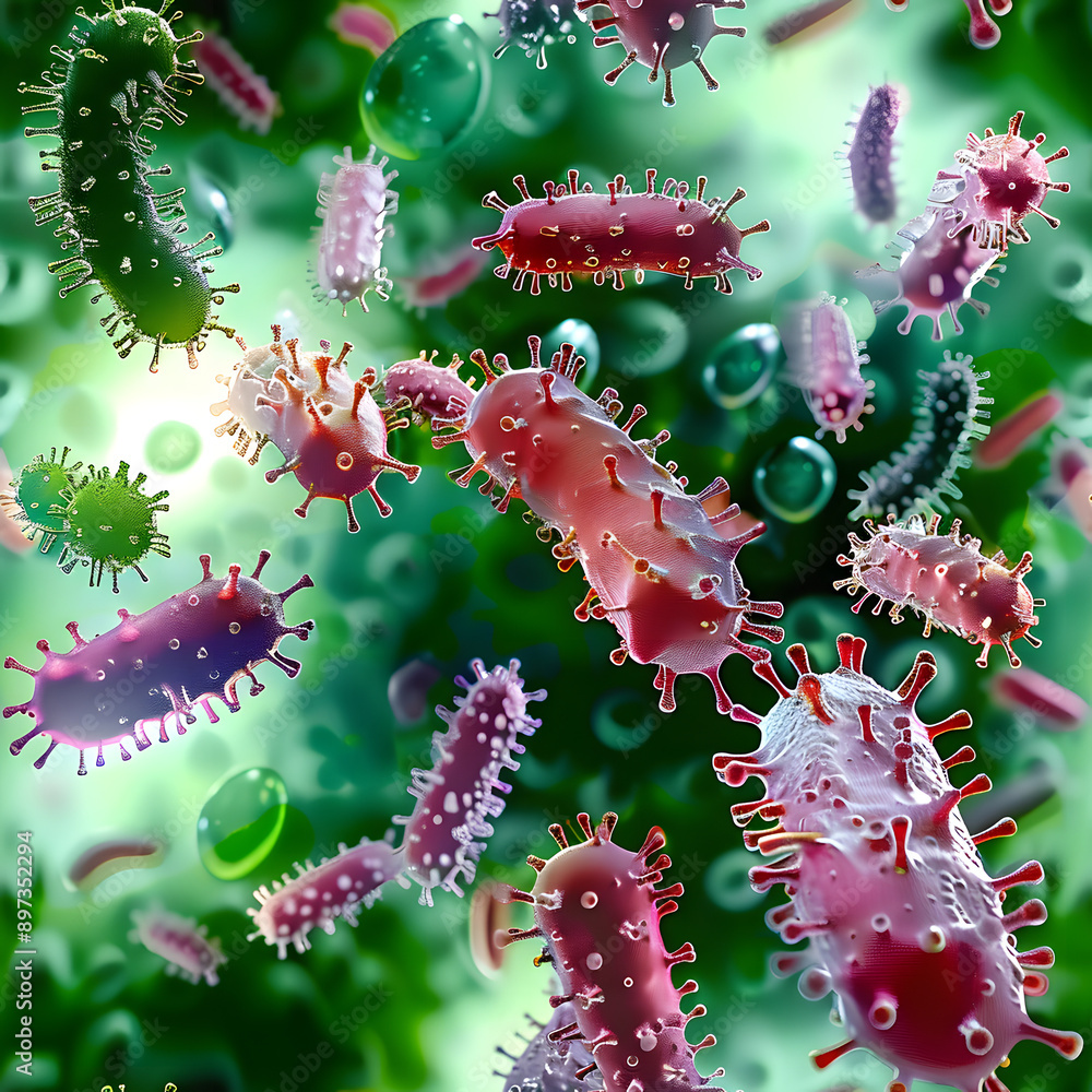 Sticker rabies virus particles, illustration