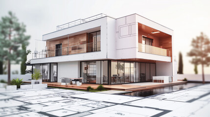 3D Model of a Modern Two-story House
