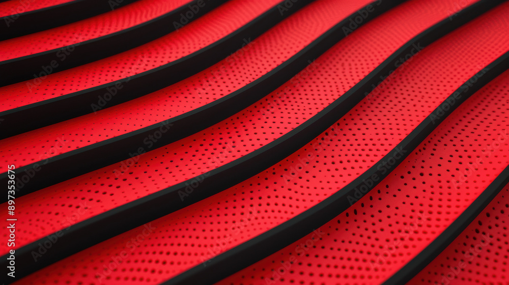 Poster abstract background with black wavy lines on a red perforated surface. modern, bold design perfect f