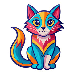 Fototapeta premium cat sticker picture colorful style