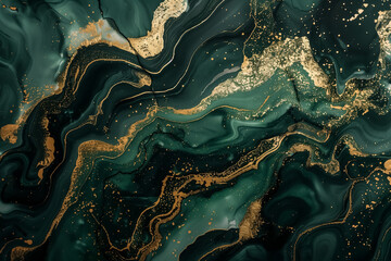 Abstract marble textures in luxurious green and gold, perfect for creating a majestic and rich visual experience