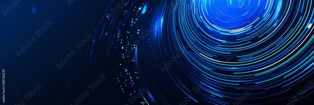 Poster digital design in blue swirl light, ideal for hightech themes and abstract art. cosmic and cyber ele
