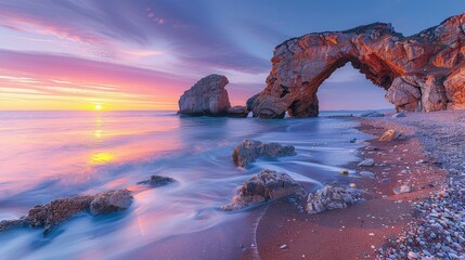 Breathtaking Sunset at Durdle Door Arch, Jurassic Coast, United Kingdom