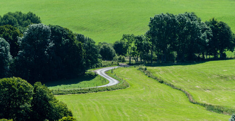 Obraz premium Route sinueuse dans la campagne, Puy de Dome, Auvergne, France