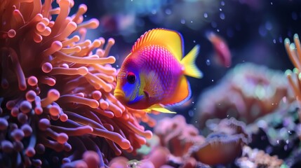 Colorful coral reef fish real life