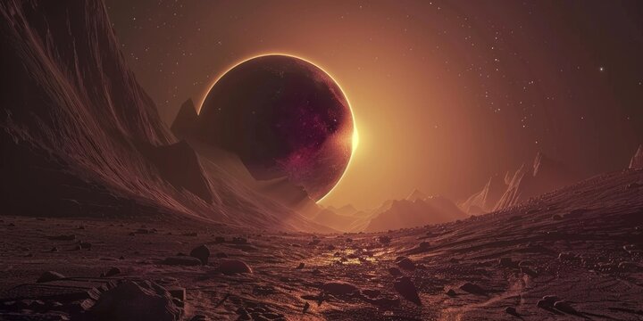 Planet landscape with mountain