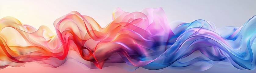 Colorful abstract smoke waves on white background, creating a vibrant and dynamic design. Ideal for creative, modern, and artistic projects.