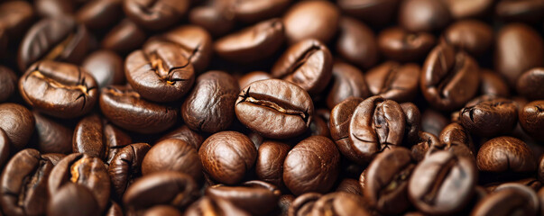 Fototapeta premium Close-up of roasted coffee beans, rich