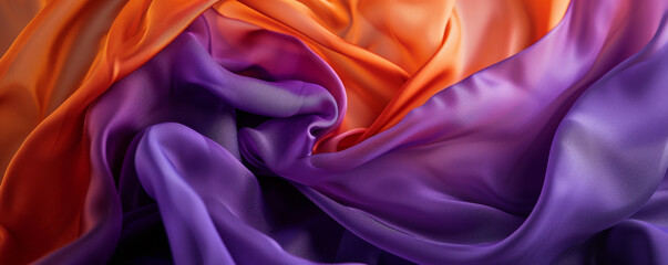 Vibrant orange and purple silk fabric, close