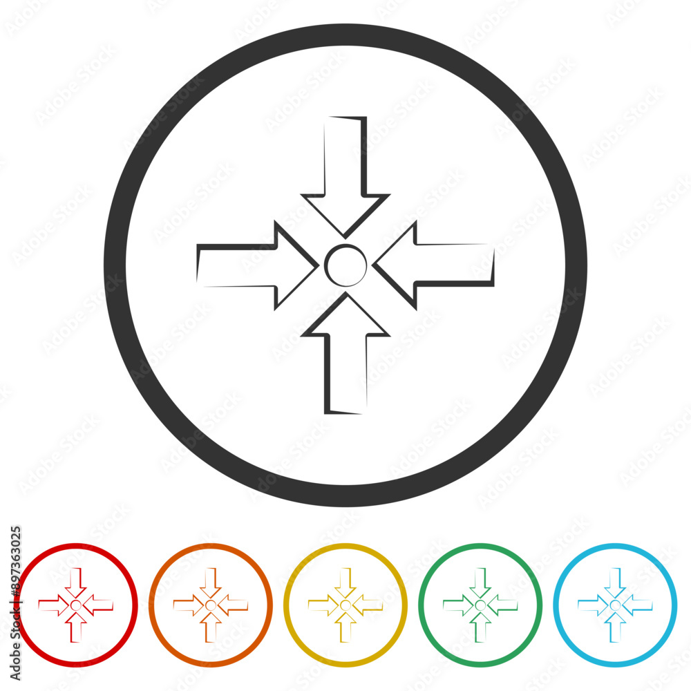 Poster alignment icon. set icons in color circle buttons