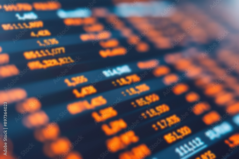 Aufkleber abstract blurred image of stock market chart on led display showcasing financial trading data and nu