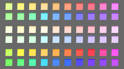 Sticky multicolor post it notes, Paper message notes  isolated on gray background, Vector EPS 10