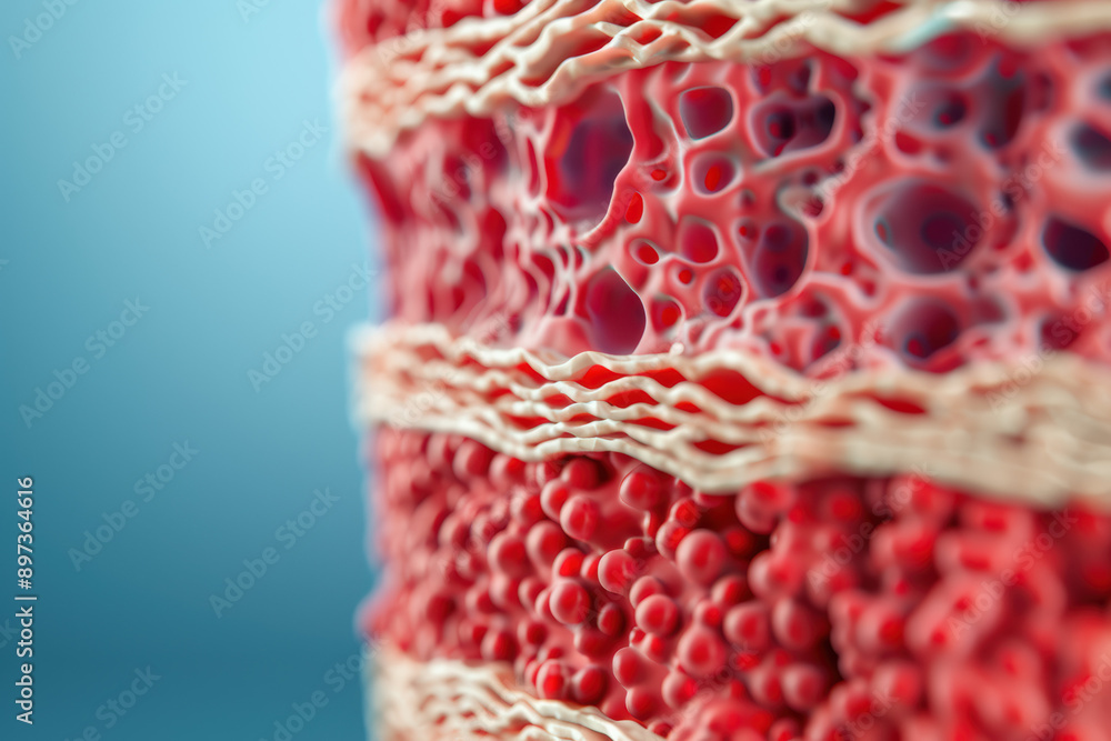 Aufkleber close-up abstract image showcasing the intricate structure of a red and beige material with fine det