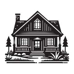 Living Home Silhouette Vector Illustration