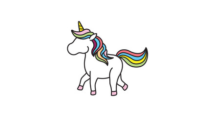 Cute magical unicorn walking silhouette art vector icon symbol illustration