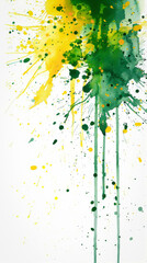 Fototapeta premium Abstract Dripping Watercolor - Green and Yellow Dynamic Art