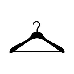 Hanger wardrobe simple icon. Cloakroom silhouette pictogram. Clothes rack, service symbol. Dry cleaning, clothing store sign. Eps.