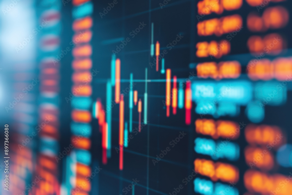 Aufkleber abstract close-up of financial data on a screen showing graphs and numbers, illustrating market anal