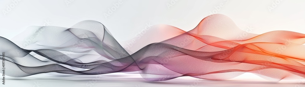 Poster abstract flowing waves of black, gray, and red colors creating a dynamic and fluid motion against a 