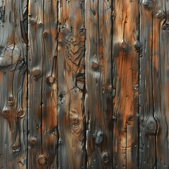 Weathered wood texture with knots and natural grain patterns, showcasing rustic charm and aged beauty, perfect for backgrounds or design elements.