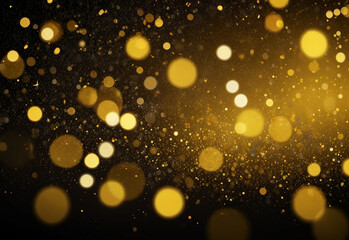 Bokeh banner background . yellow bokeh on a black background that gives a special beauty to the image	