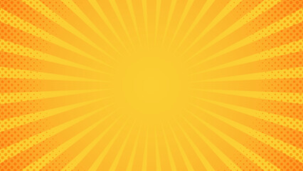 Fototapeta premium Yellow rays summer background pop art style