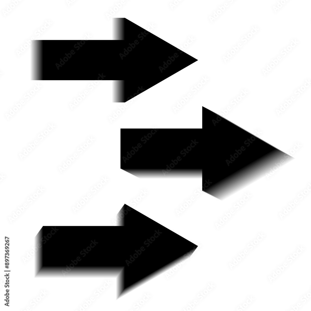 Poster arrow icons with shadows. directional vector symbols. bold black shapes. modern abstract design.