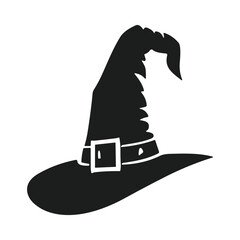Spooky witch hat silhouette vector for Halloween designs